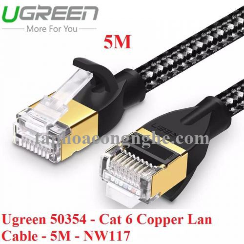 Ugreen 50354 5M màu Đen Cáp mạng LAN CAT6 bọc lưới cao cấp NW117 30050354